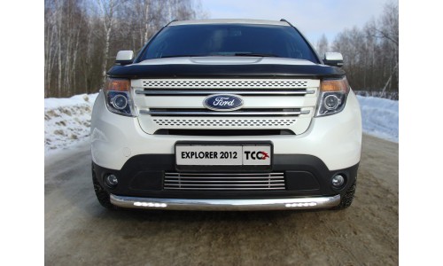 Защита передняя короткая (овальная (с ходовыми огнями)) 75х42 мм код FOREXPL12-20 на Ford Explorer (2011-2015) 