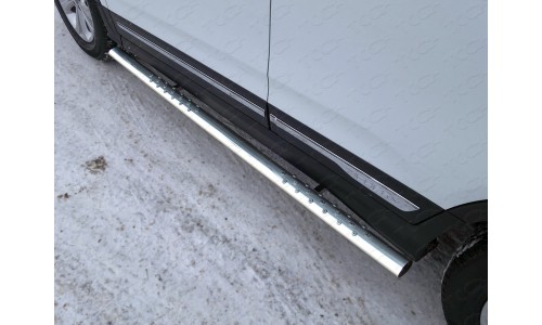 Пороги овальные с проступью 75х42 мм код CHERTIG514-11  на Chery Tiggo 5 (2014-) 