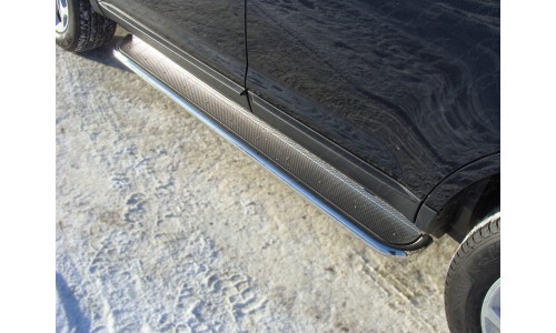 Пороги с площадкой (нерж. лист) 42,4 мм NISQASH10-08 на Nissan Qashqai (2010-2013) 