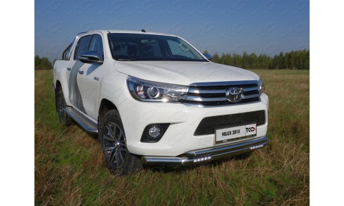 Защита передняя нижняя (двойная с ДХО) 76,1/60,3 мм на Toyota Hilux Revo (2015-) 