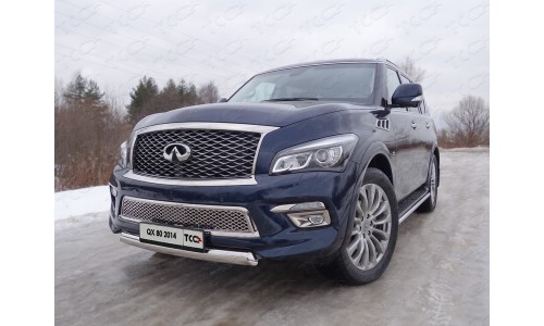 Защита передняя нижняя (овальная) 75х42 мм код INFQX8014-01  на Infiniti QX80 (2014-2015) 