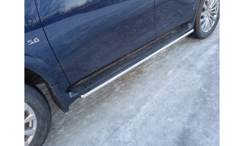 Защита порогов 42,4 мм (укороченные) код INFQX8014-08  на Infiniti QX80 (2014-2015) 