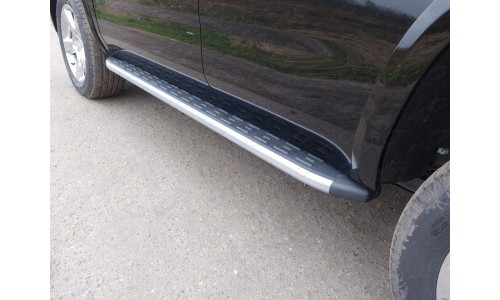 Пороги алюминиевые с пластиковой накладкой (карбон серебро) 1920 мм код CHEVTAH16-09SL на Chevrolet Tahoe (2016-) 