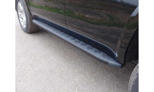 Пороги алюминиевые с пластиковой накладкой (карбон черные) 1920 мм код CHEVTAH16-09BL на Chevrolet Tahoe (2016-) 