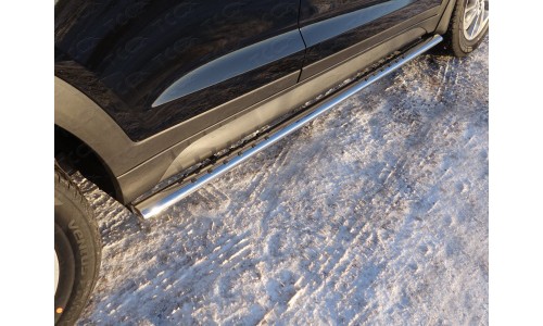 Пороги овальные с проступью 75х42 мм код HYUNTUC15-03 на Hyundai Tucson (2015-2018) 