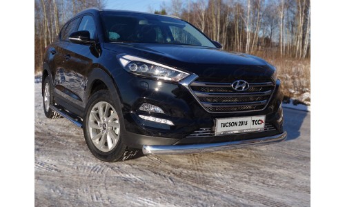 Защита передняя нижняя (овальная) 75х42 мм код HYUNTUC15-24  на Hyundai Tucson (2015-2018) 
