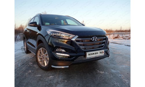 Защита передняя (уголки) 42,4 мм код HYUNTUC15-29 на Hyundai Tucson (2015-2018) 