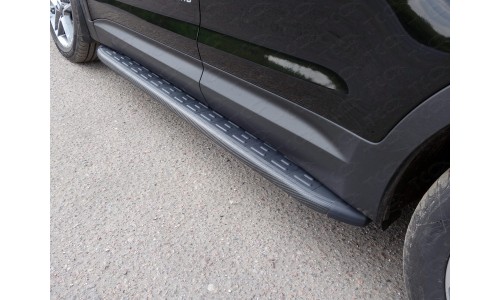Пороги алюминиевые с пластиковой накладкой (карбон черные) 1720 мм код HYUNCRE16-06BL на Hyundai Creta (2016-) 