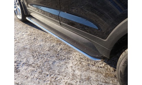 Пороги с площадкой (нерж. лист) 42,4 мм код HYUNCRE16-19 на Hyundai Creta (2016-) 