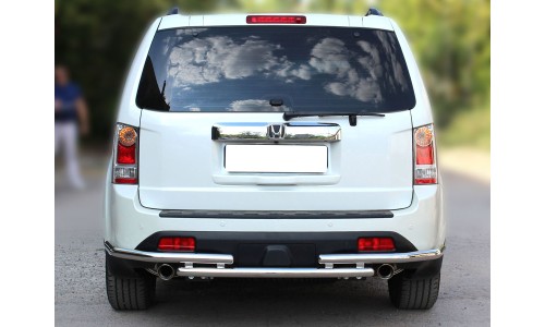 Защита заднего бампера d-53 с боковой защитой бампера (HPIL13_3) на Honda Pilot (2012-2015) 