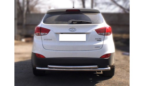 Защита заднего бампера радиусная двойная d-60+60 (HIX35_6) на Hyundai IX35 (2009-2015) 