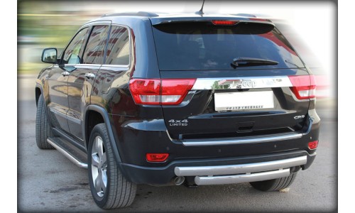 Защита заднего бампера радиусная двойная d-76х40 (овальная труба) (JGC10_3) на Jeep Grand Cherokee (2010-2013) 