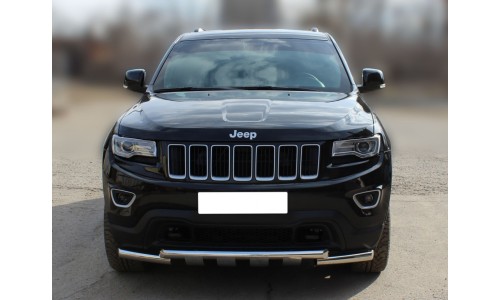 Дуга передняя по низу бампера d-60 с декоративной защитой картера (JGC14_1) на Jeep Grand Cherokee (2014-2016) 