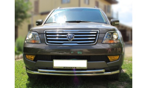 Дуга передняя по низу бампера d-60+53 радиусная двойная (KMV_1.1) на Kia Mohave (2008-2016) 