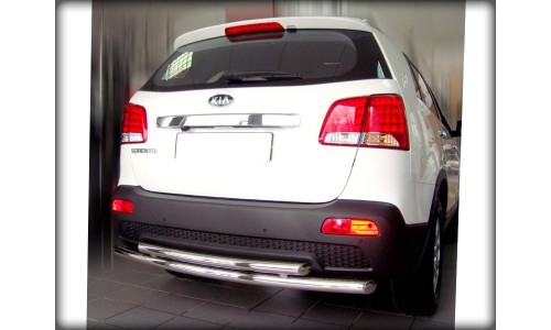 Защита заднего бампера радиусная двойная d-60+53 (KST09_4) на Kia Sorento (2009-2012) 