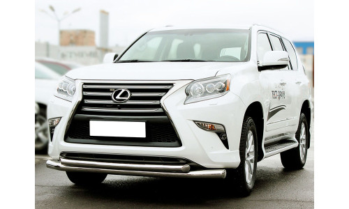 Дуга передняя по низу бампера d-76+60 радиусная двойная (GX13_1) на Lexus GX460 (2014-) 