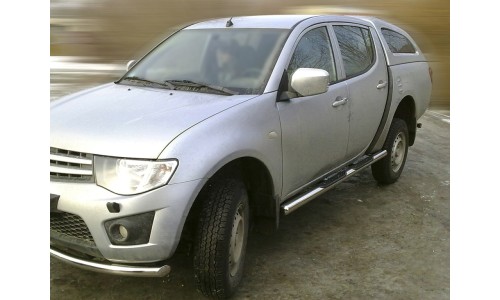 Пороги труба со степом d-76 (MPL_3) на Mitsubishi L200 (2006-2013) 