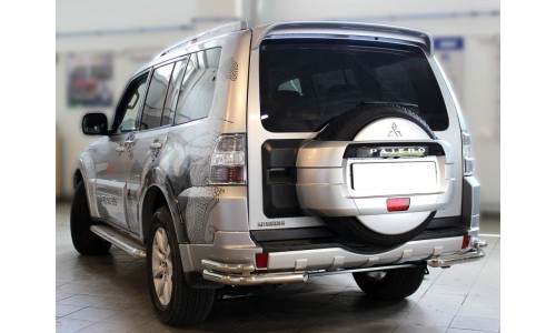  Защита заднего бампера  уголки  d 60+43 (MP_2)  на Mitsubishi Pajero 4 (2006-2011) 