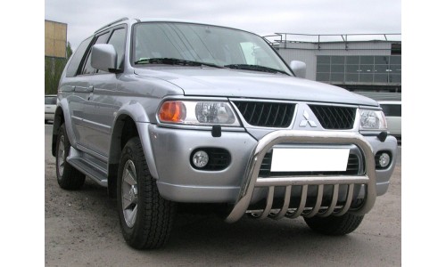 Дуга передняя низкая d-76 с защитой картера d-43 (MPS_1) на Mitsubishi Pajero Sport (2000-2008) 