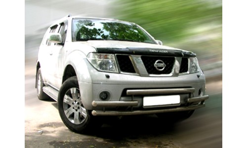 Дуга передняя по низу бампера d-60 радиусная тройная (NP_1) на Nissan Pathfinder (2005-2010) 