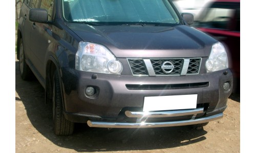 Дуга передняя по низу бампера d-60 радиусная двойная (NXTN_1) на Nissan X-Trail T31 (2007-2010) 