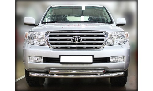 Дуга передняя по низу бампера d-76+60 радиусная двойная (верхняя дуга укороченная) (LC_5.1) на Toyota Land Cruiser 100 (1997-2008) 