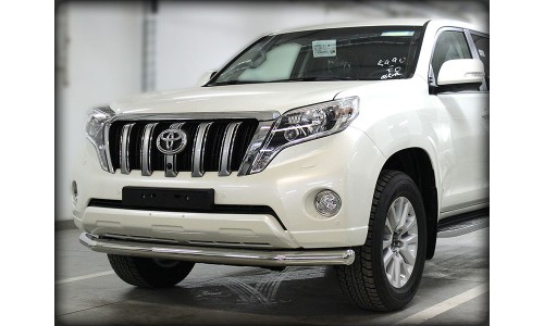 Дуга передняя по низу бампера радиусная одинарная d-76 с подгибами (длинная) (LCPR13_1.3) на Toyota Land Cruiser Prado 150 (2013-2017) 