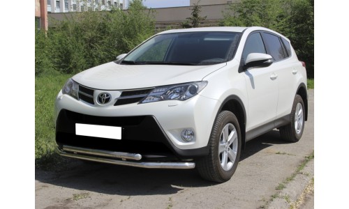Защита переднего бампера радиусная двойная d-53+53 с четырьмя загибами (TRN13_1.4) на Toyota Rav4 (2013-2015) 