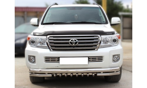 Дуга передняя по низу бампера d-76+60 радиусная с доп. защитой картера d-43 (LCN2012_3) на Toyota Land Cruiser 200 (2012-2015) 