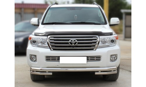 Дуга передняя по низу бампера d-76+60 радиусная двойная (LCN2013_3.1.1) на Toyota Land Cruiser 200 (2012-2015) 