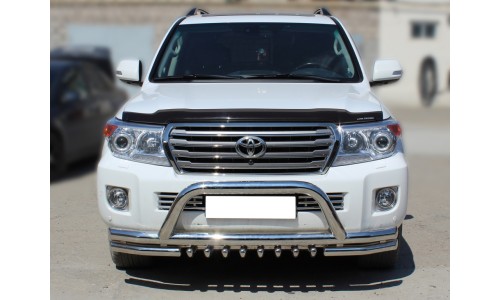 Дуга передняя по низу бампера d-76+60 радиусная с доп. защитой картера d-43 с доп.дугой (LCN2013_3.2 на Toyota Land Cruiser 200 (2012-2015) 
