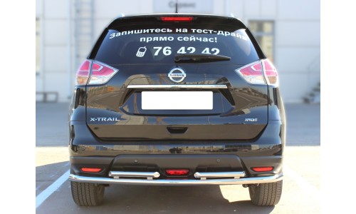 Защита заднего бампера d-53+43 с подгибами (NX14_3.1) на Nissan X-Trail T32 (2015-) 