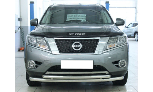 Дуга передняя по низу бампера d-60+53 радиусная двойная (NP14_1.1) на Nissan Pathfinder (2014-) 