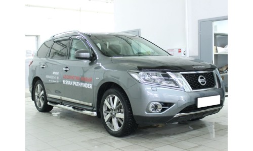 Пороги труба со скосами d-76 степ (NP14_2.1) на Nissan Pathfinder (2014-) 