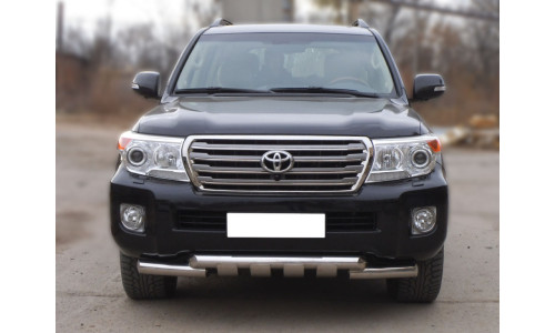 Защита переднего бампера d-76 с доп.накладками (LCN_1.3) на Toyota Land Cruiser 200 (2007-2011) 