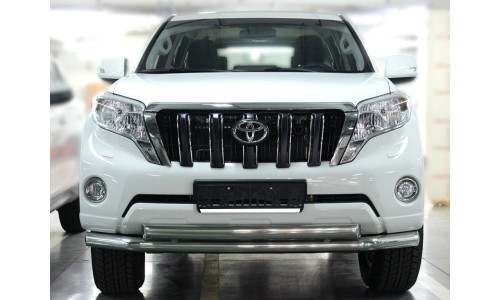 Дуга передняя по низу бампера d-76+76х43 радиусная двойная (верхняя труба овальная) (LCPR13_1.7) на Toyota Land Cruiser Prado 150 (2013-2017) 