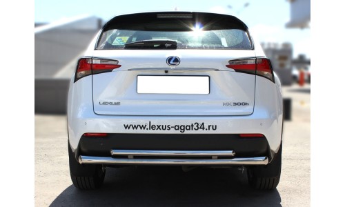 Защита заднего бампера радиусная двойная d-60+43 (LNX_3.1) на Lexus NX 200 (2014-2017) 
