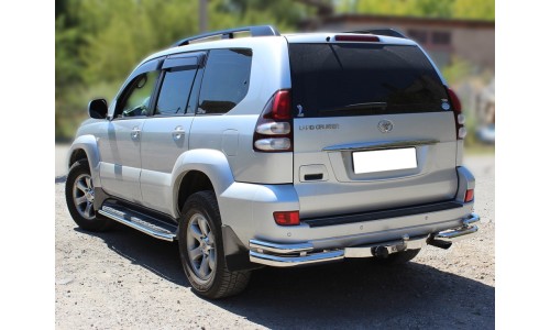 Защита заднего бампера  уголки  d-76+53 (LCPR_7) на Toyota Land Cruiser Prado 120 (2003-2009) 