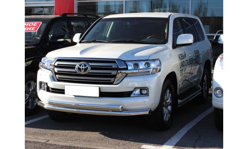 Дуга передняя по низу бампера d-76+76х43 радиусная двойная (верхняя труба овальная) (LCN2015_4.3) на Toyota Land Cruiser 200 (2015-2019) 