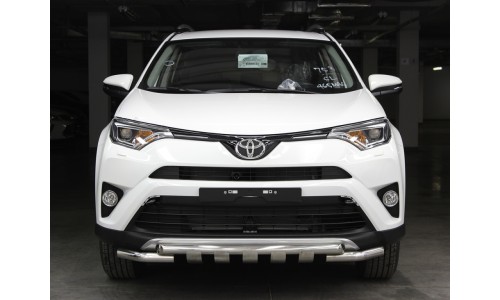 Защита переднего бампера d-53 с доп.накладками (TRN15_1.7) на Toyota Rav4 (2015-) 