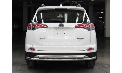 Защита заднего бампера радиусная двойная d-53+43 (TRN15_3) на Toyota Rav4 (2015-) 