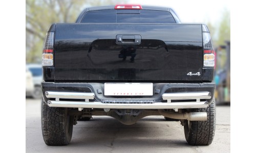 Защита заднего бампера d-76 двойная с нерж.степом (TTU_3) на Toyota Tundra (2007-2013) 