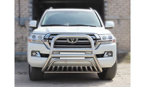 Дуга передняя высокая d-76 (перемычки 60) с доп. защитой картера d-43 (LCN2015_1) на Toyota Land Cruiser 200 (2015-2019) 