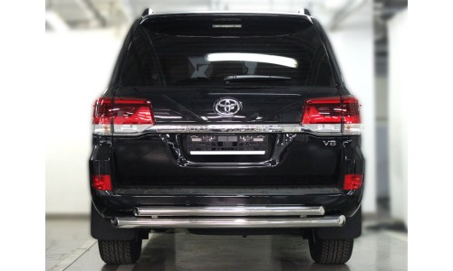 Защита заднего бампера радиусная двойная d-76+60 (LCN2015_13) на Toyota Land Cruiser 200 (2015-2019) 