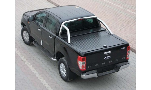 Крышка пикапа Ford Ranger 2012-(рольставни)черная алюминиевая под штатные дуги на Ford Ranger T6 (2012-2016) 
