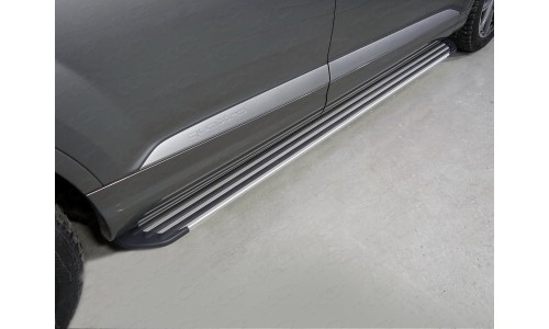 Пороги алюминиевые `Slim Line Silver` 2020 мм код AUDIQ715-10S на Audi Q7 (2015-) 