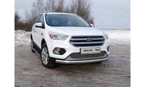 Защита передняя нижняя (овальная) 75х42 мм код FORKUG17-19 на Ford Kuga (2016-) 