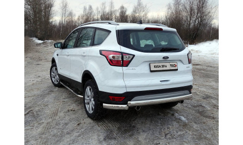 Пороги овальные гнутые с накладкой 75х42 мм код FORKUG17-29 на Ford Kuga (2016-) 