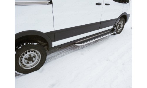 Порог с площадкой (нерж. лист) 75х42 мм (правый) код FORTRAN16-12 на Ford Transit (2016-) 