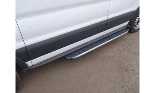 Порог алюминиевый с пластиковой накладкой (карбон серые) 1720 мм (левый) код FORTRAN16-19GR на Ford Transit (2016-) 